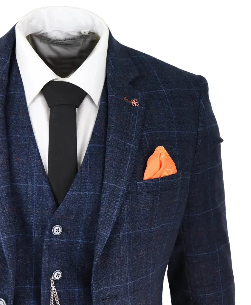 Dreiteiliger Tweed - Anzug Cody Blau - driedelig pak