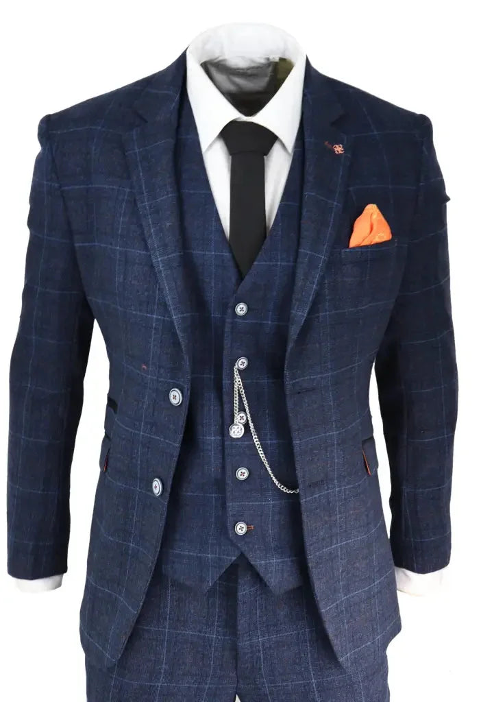Dreiteiliger Tweed - Anzug Cody Blau - driedelig pak
