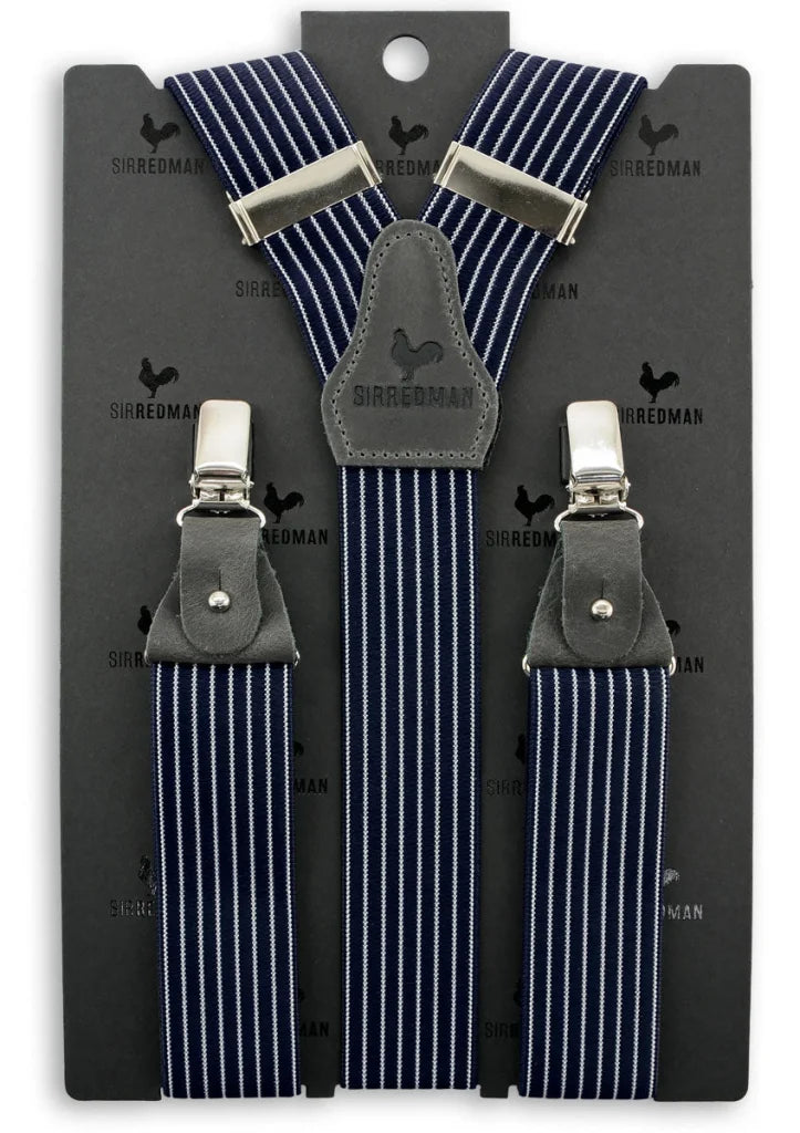 Klassische Hosenträger marineblau mit grauen