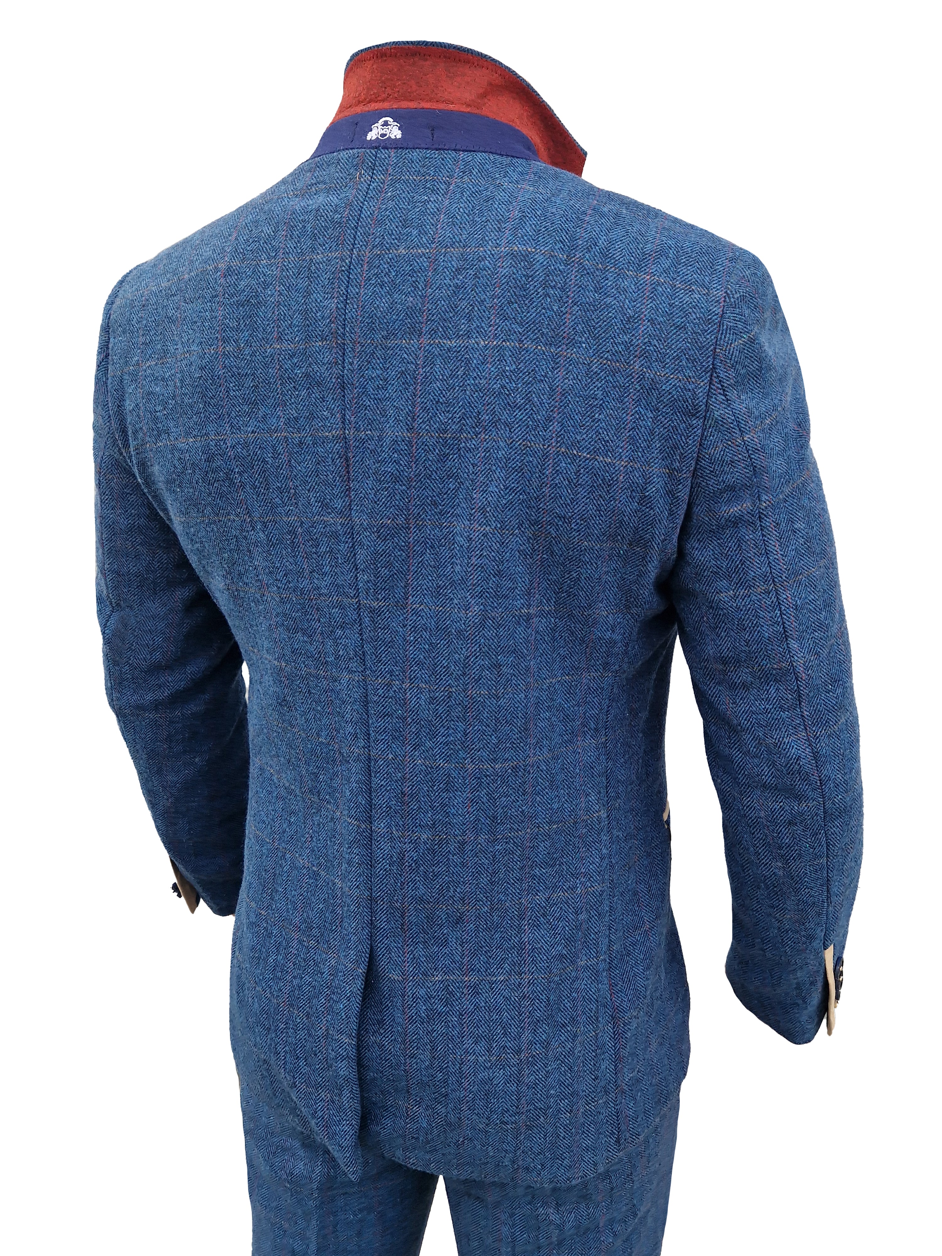 Dreiteiliger Anzug Dion blau Fischgrätmuster - driedelig pak