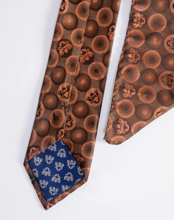 Marc Darcy Gentlemens Bubbles Orange Krawatte mit Einstecktuch