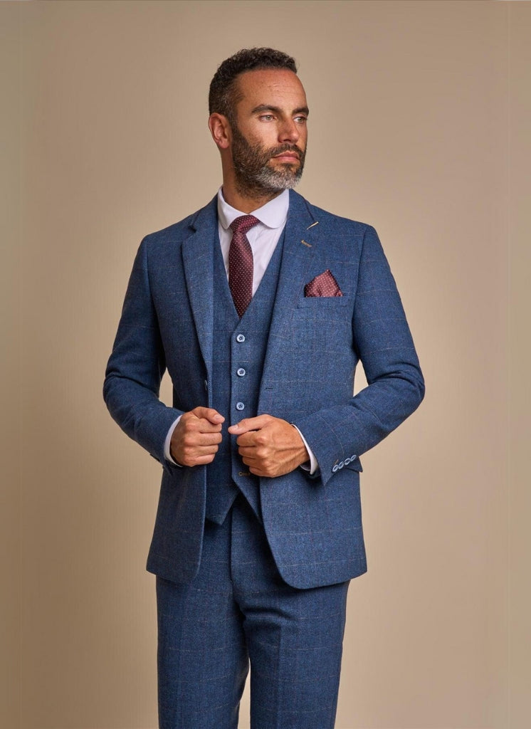 Cavani - Sakko Peaky Style Carnegi Marineblau Tweed