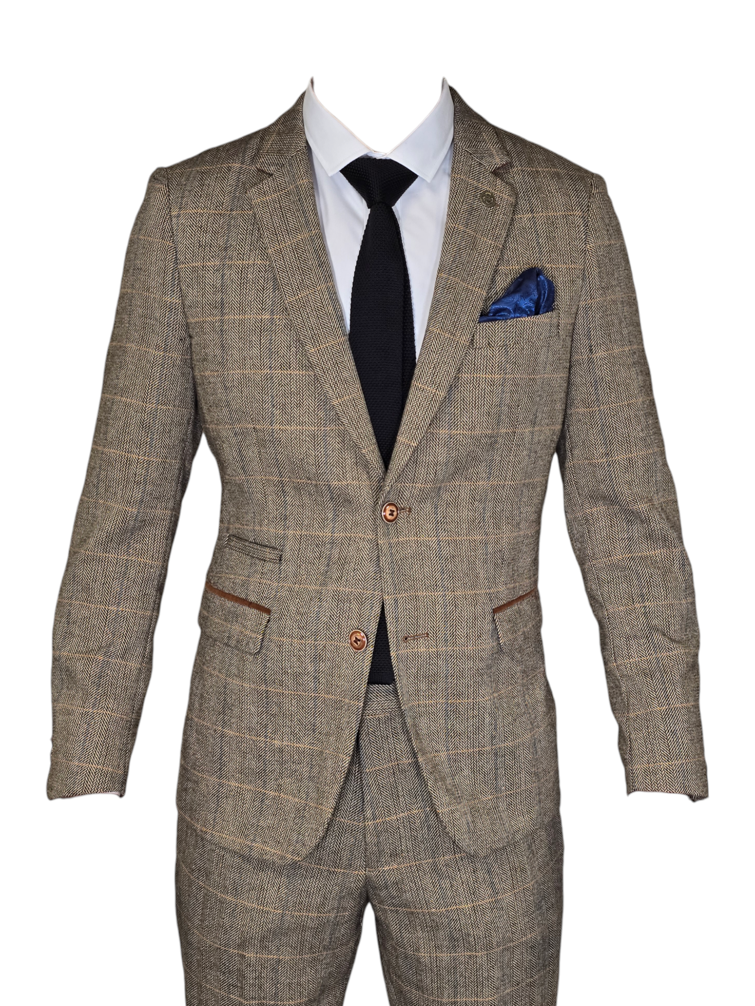 2-teiliger Anzug - brauner Herrenanzug - Herringbone Brown Suit 2pc