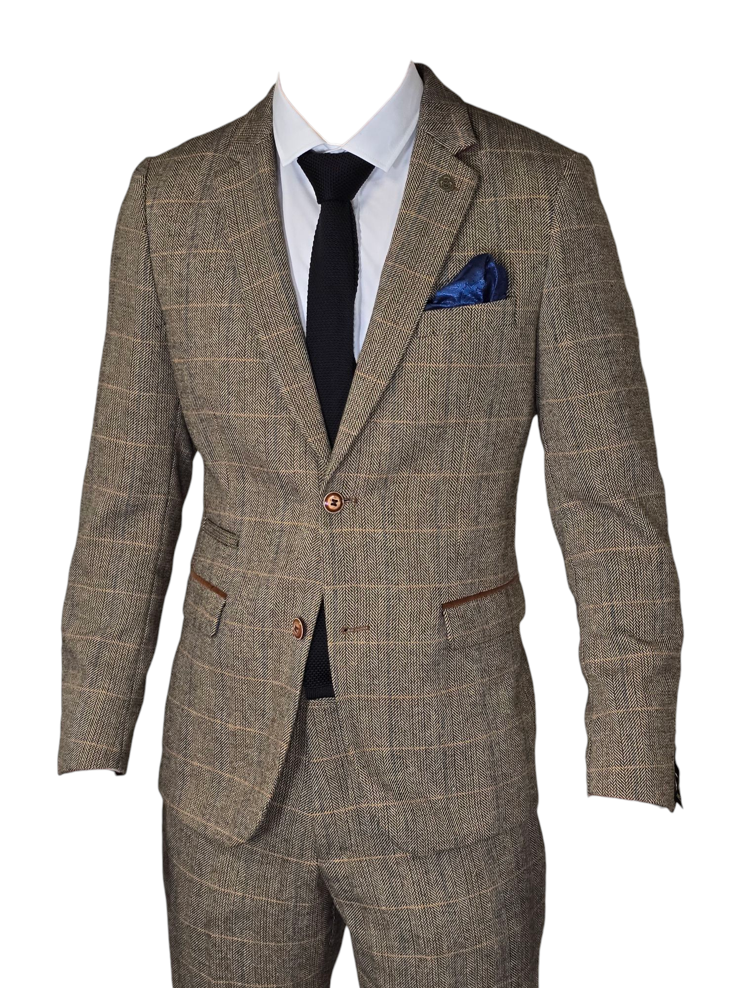 2-teiliger Anzug - brauner Herrenanzug - Herringbone Brown Suit 2pc