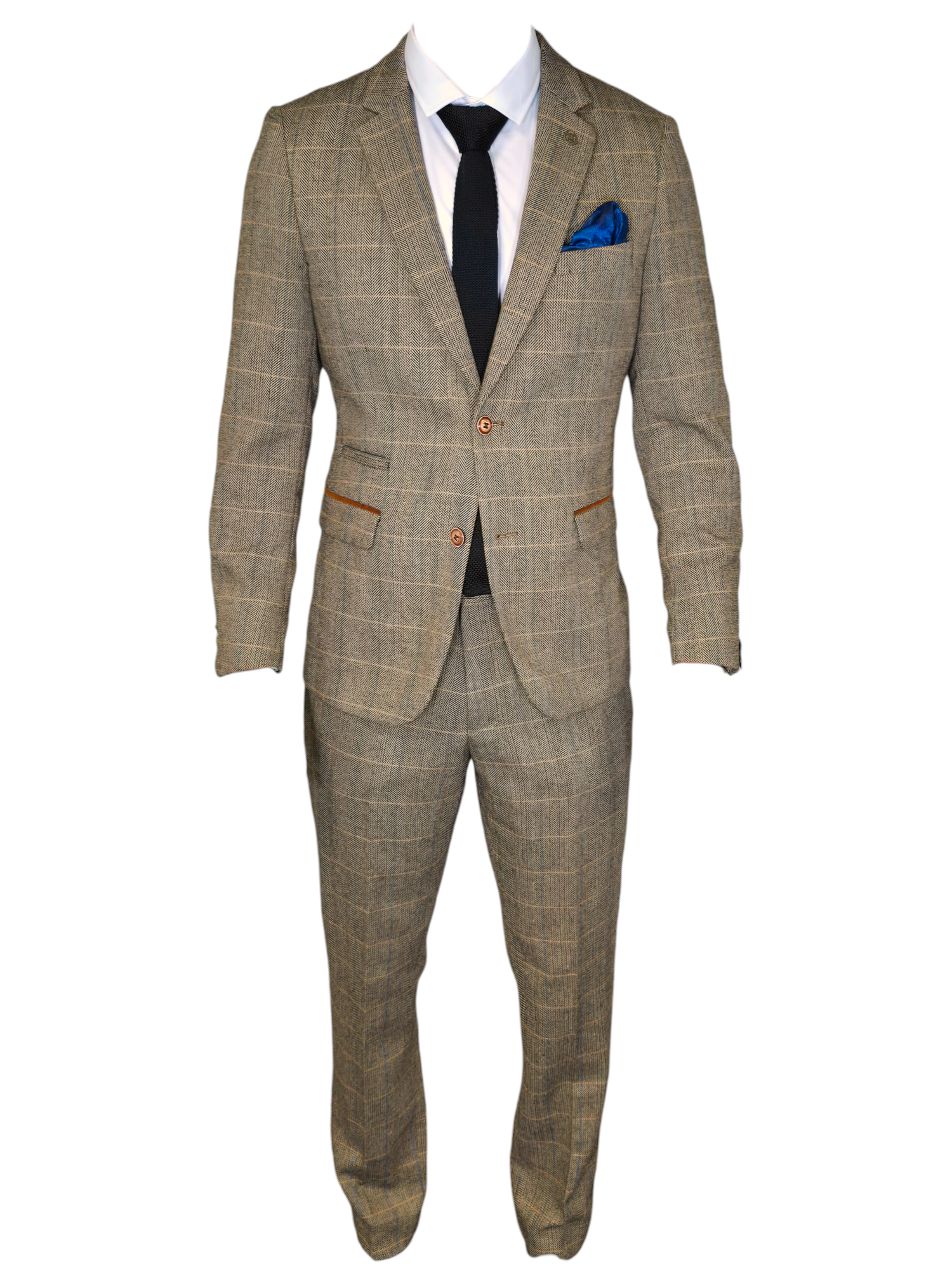 2-teiliger Anzug - brauner Herrenanzug - Herringbone Brown Suit 2pc