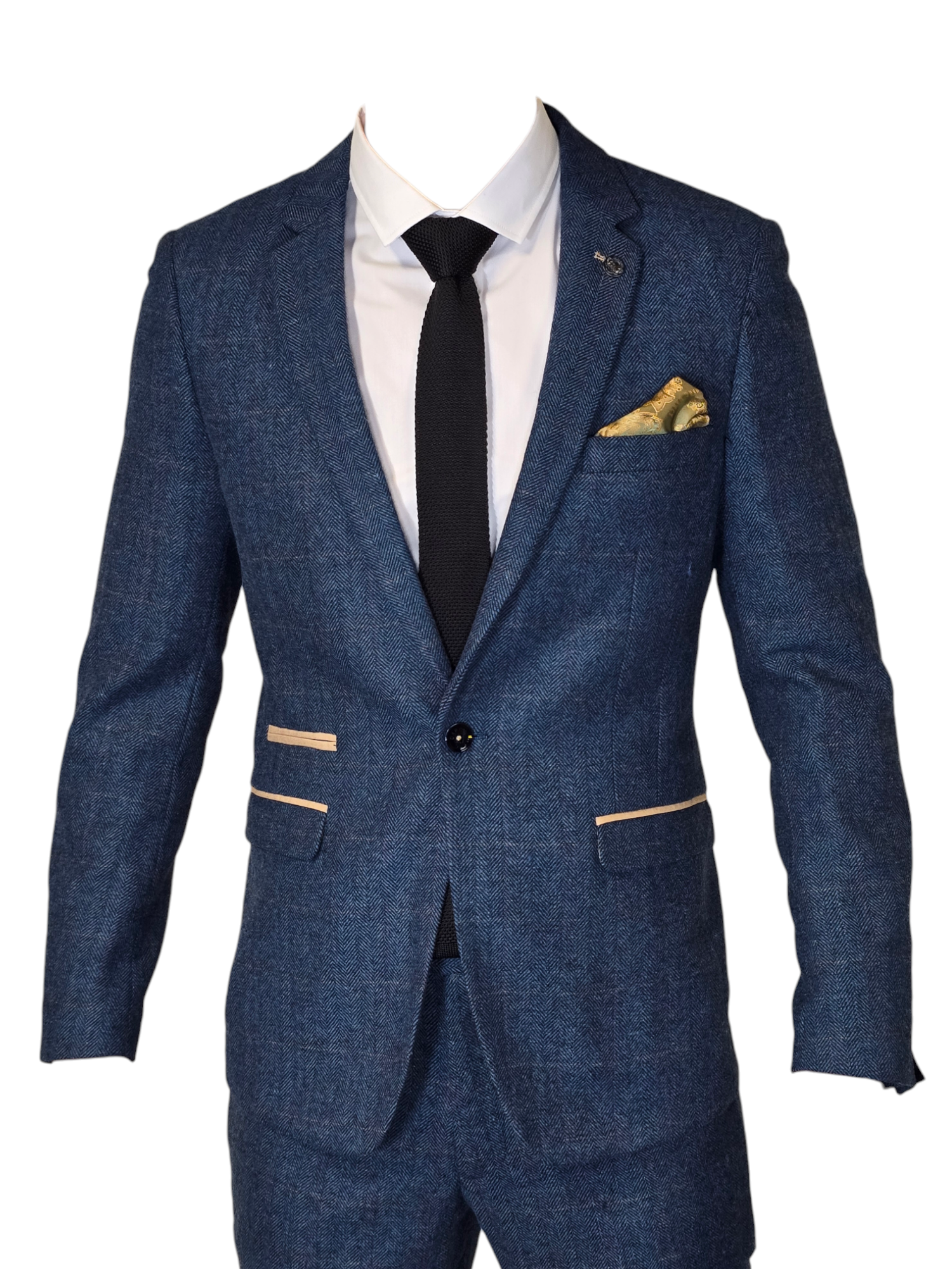 2-teiliger Anzug - blauer Herrenanzug - Dion Blue Herringbone 2pc