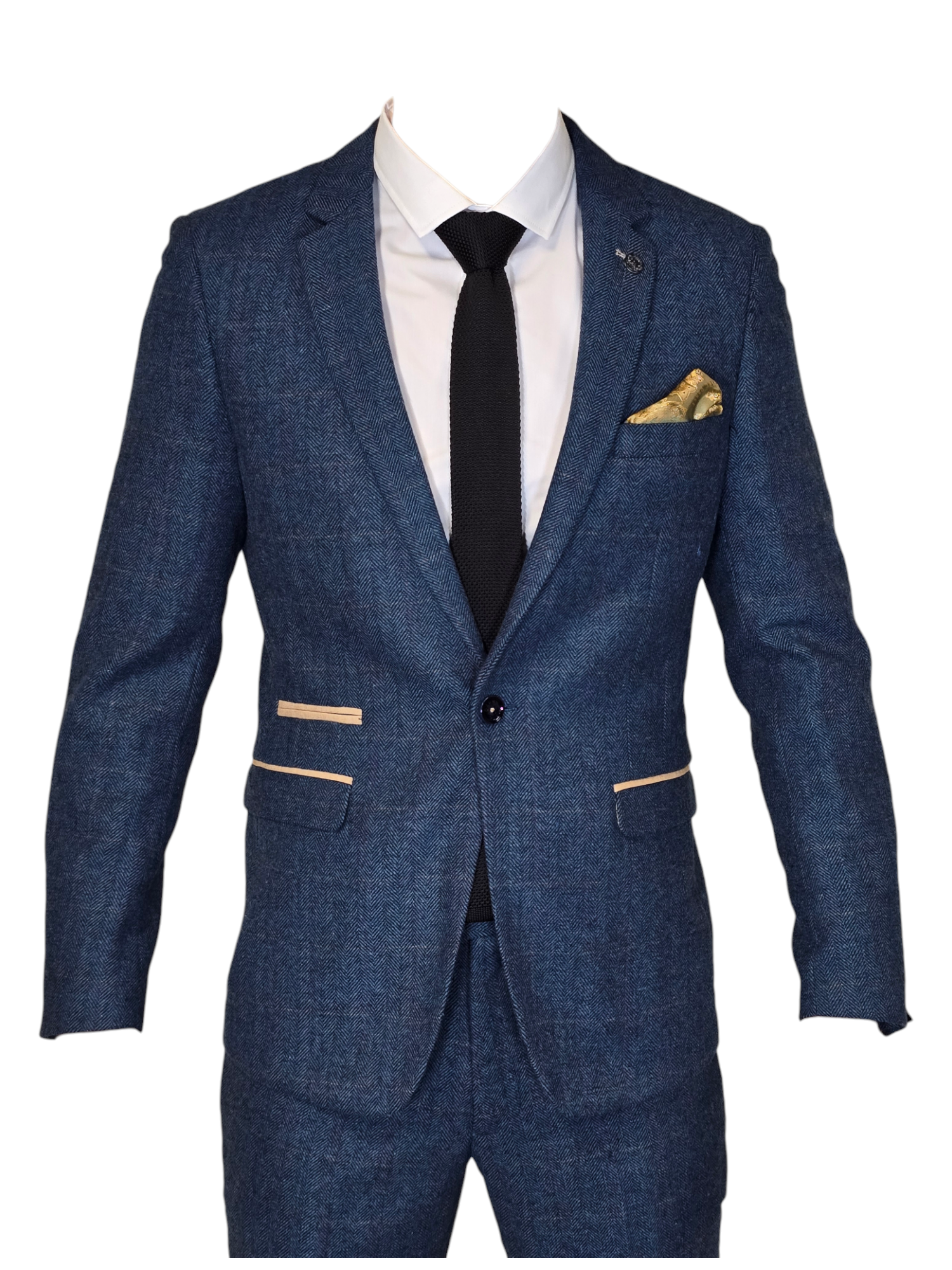 2-teiliger Anzug - blauer Herrenanzug - Dion Blue Herringbone 2pc