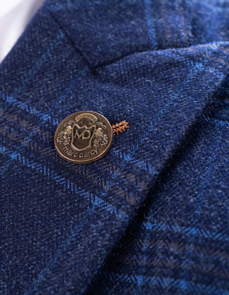 Blauer Anzug mit Karo - Chigwell Tweed Suit - driedelig pak
