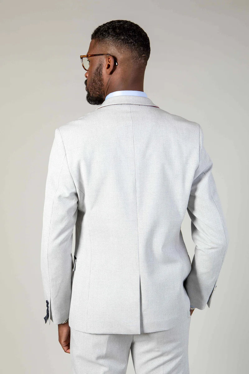 2 - teiliger Anzug - Herrenkostüm in Weiß mit Karomuster