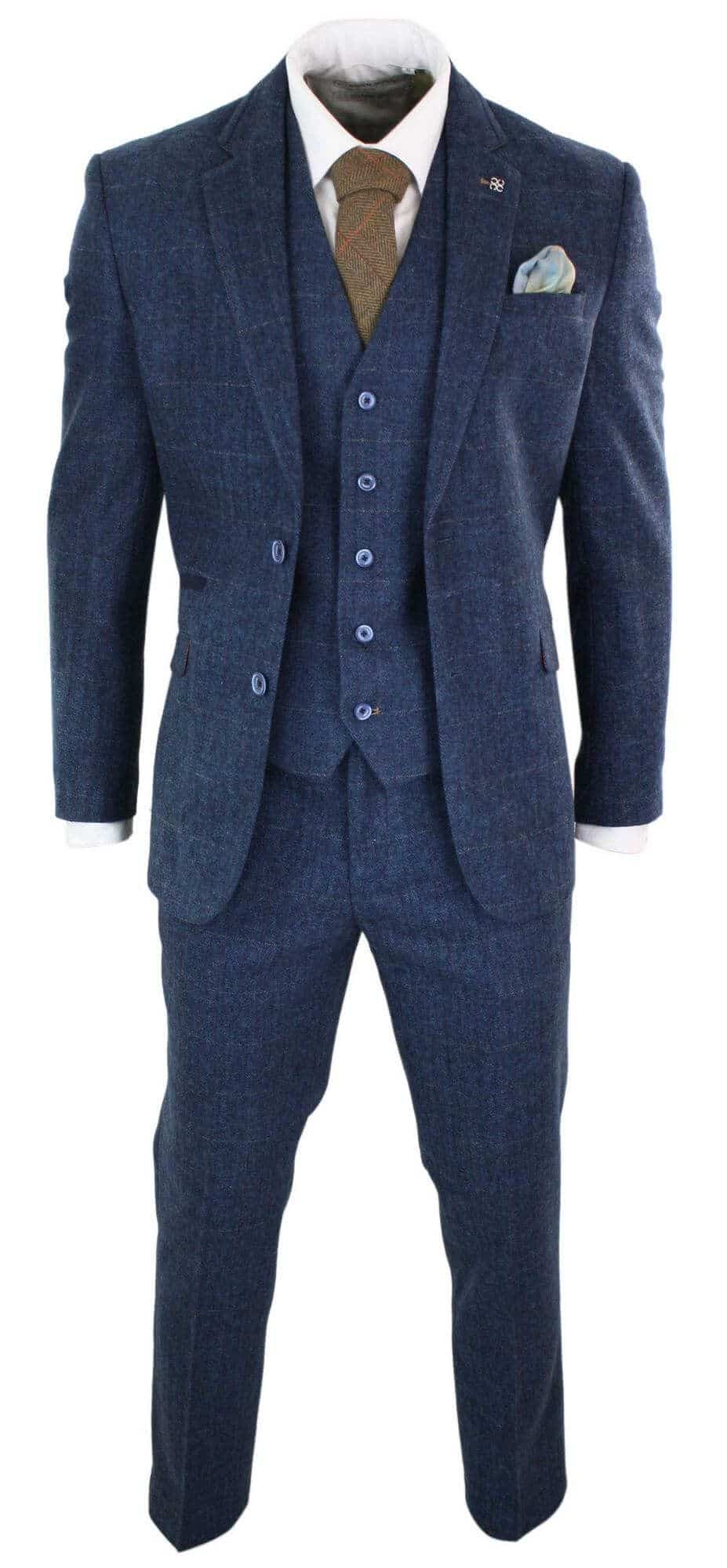 Dreiteiliger Anzug Cavani Peaky Style - Carnegi Navy Tweed Suit
