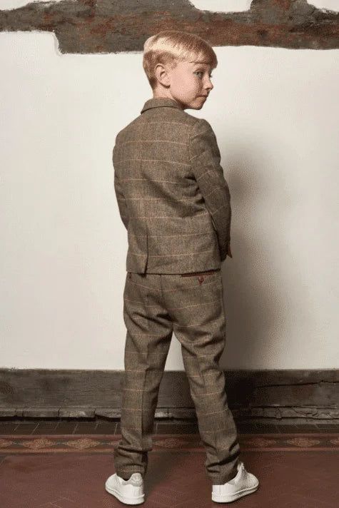 Dreiteiliger Anzug für Kinder - Tweed Beige - kinder pak
