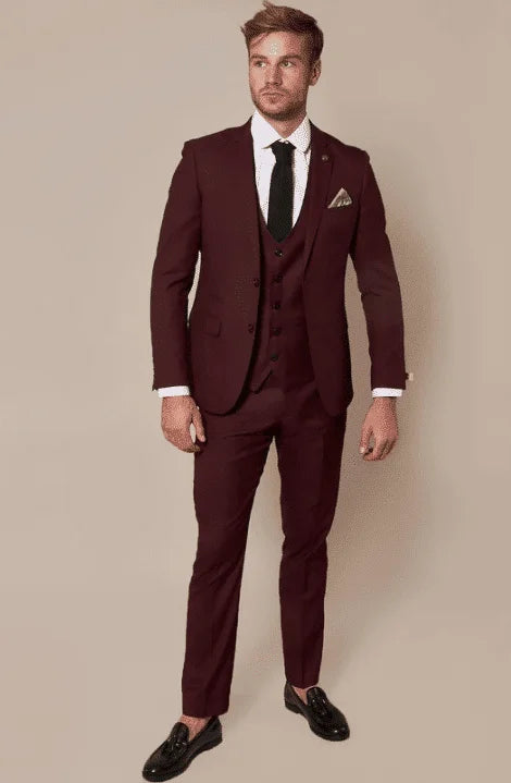 Dreiteiliger Anzug Weinrot - driedelig pak