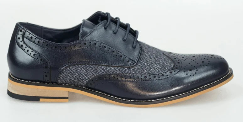 Dunkelblaue Tweed Schuhe | Cavani Horatio Navy - schoenen