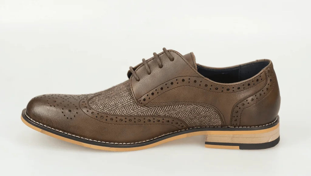 Dunkelbraune Tweed Schuhe | Cavani Horatio Brown - schoenen