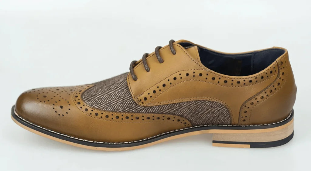 Dunkelbraune Tweed Schuhe | Cavani Horatio TAN - schoenen