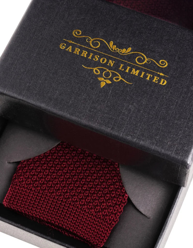 Gestrickte Krawatte Garrison Limited weinrot - stropdas
