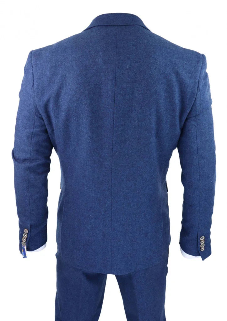 Herren Anzug Tweed slimfit Orson blau - driedelig pak