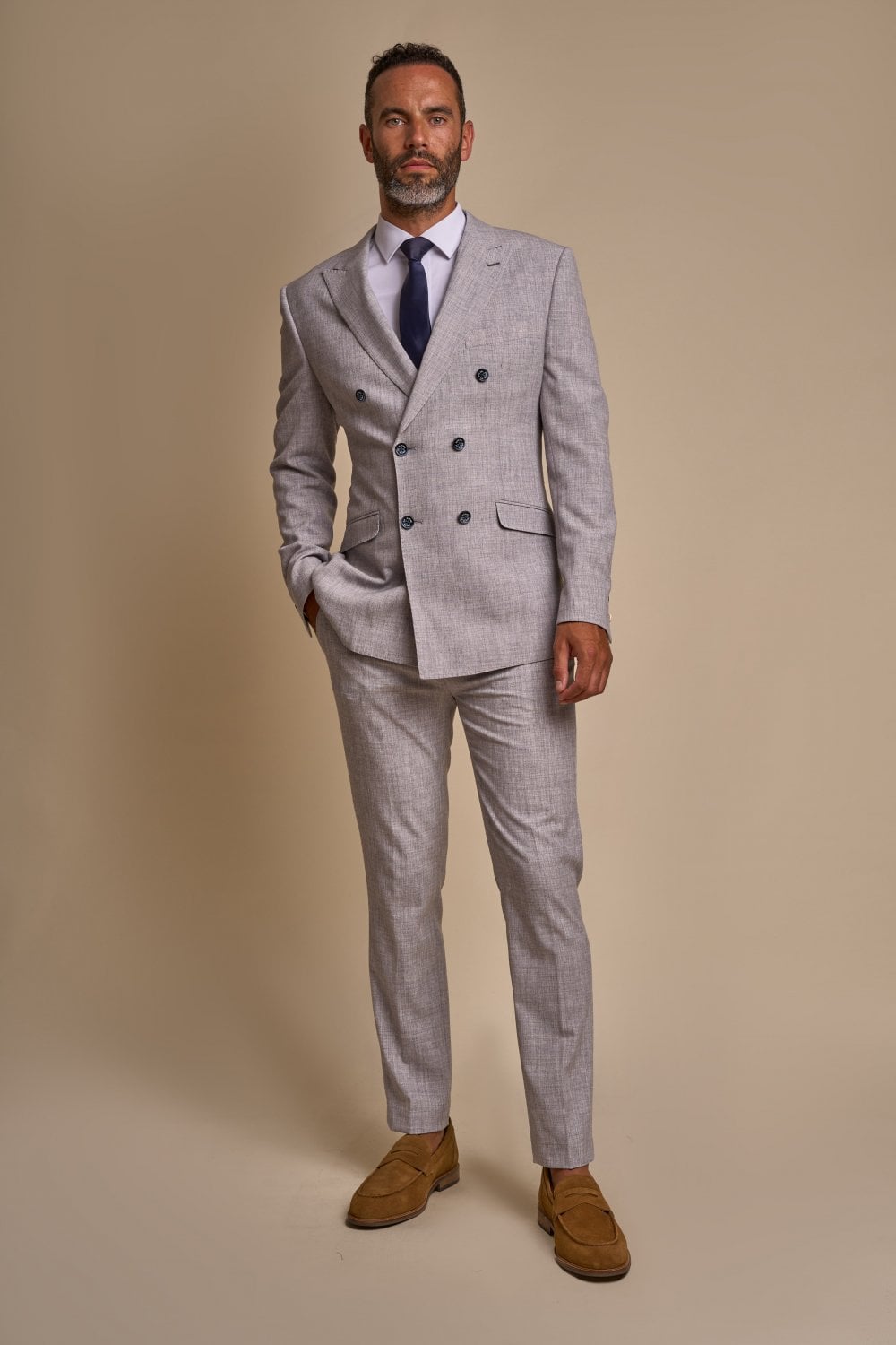 2 - teiliger Anzug - Doppelreihiger grauer Herrenanzug