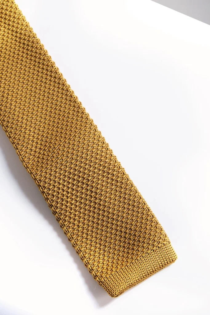 Krawatte Marc Darcy Senfgelb Strick - stropdas