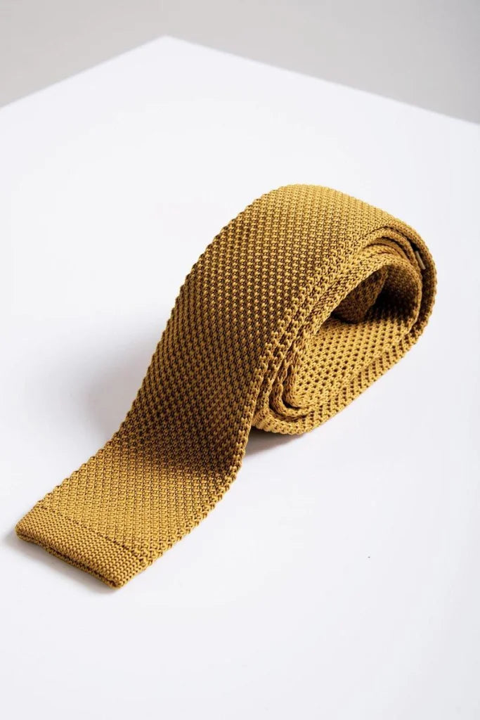 Krawatte Marc Darcy Senfgelb Strick - stropdas
