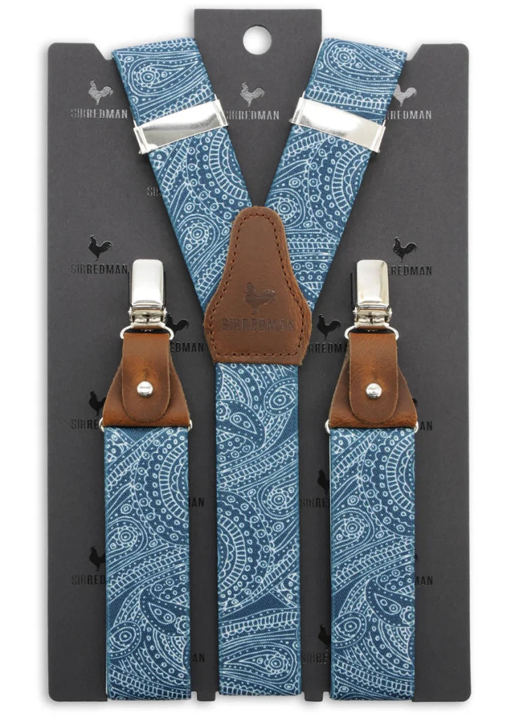 Luxus Hosenträger Paisley Sketch Blau - bretels