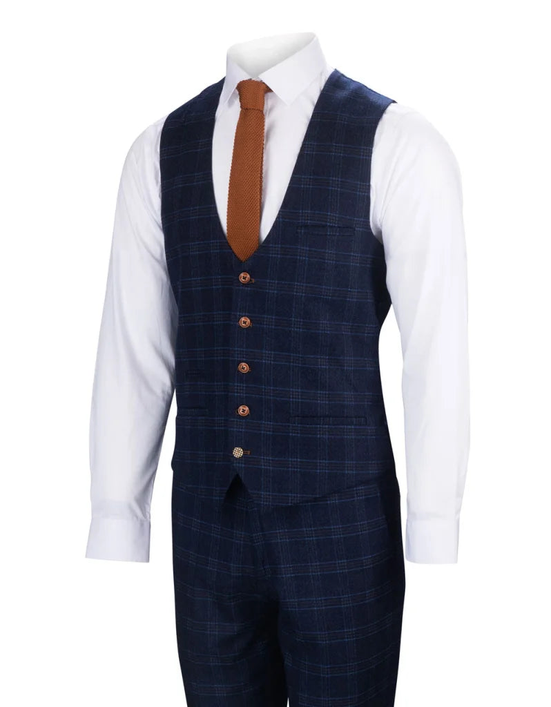 Blauer Anzug mit Karo - Chigwell Tweed Suit - driedelig pak