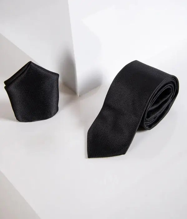 Gentlemens-Set Iconic Black Krawatte mit Einstecktuch | Marc Darcy