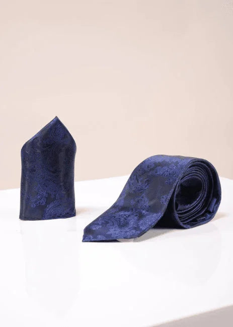 Marc Darcy Gentlemen’s Set marineblau Paisley mit Krawatte