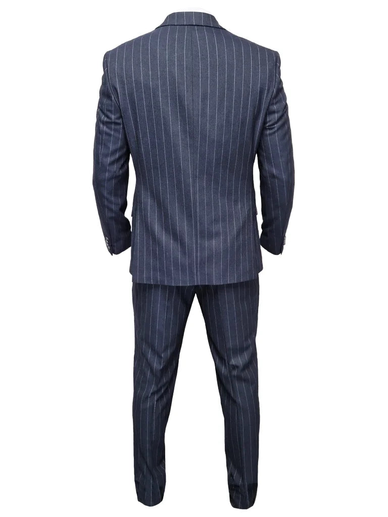 Marineblau gestreiftes Herrenanzug - Cavani Invincible Suit