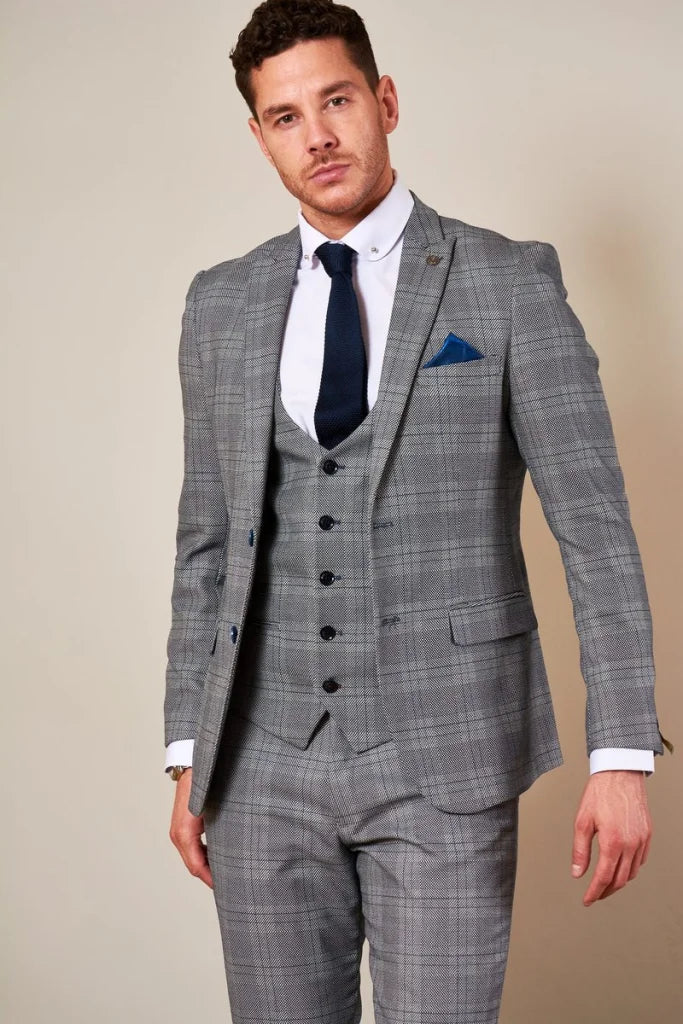 Dreiteiliger Anzug Jerry grau kariert - driedelig pak