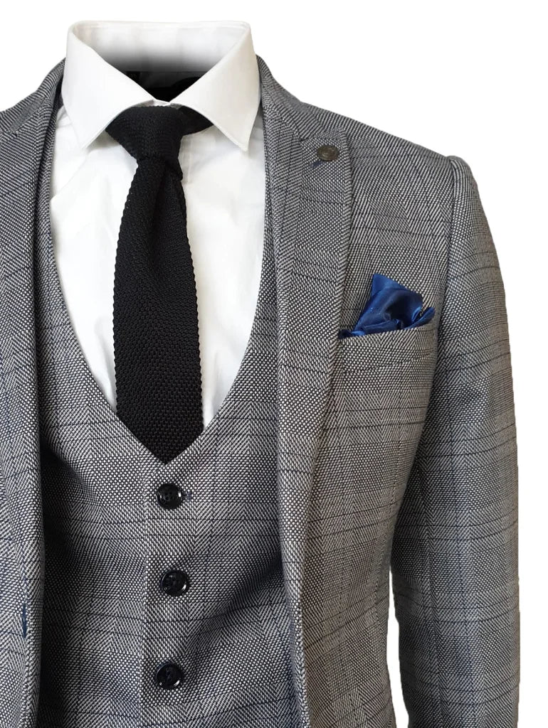 Dreiteiliger Anzug Jerry grau kariert - driedelig pak
