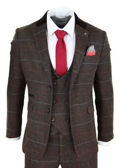 Cavani - dreiteiliger Anzug - Tommy braun Tweed - driedelig