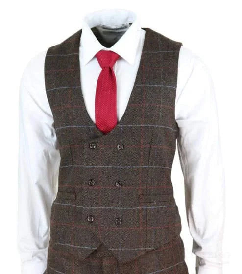 Cavani - dreiteiliger Anzug - Tommy braun Tweed - driedelig