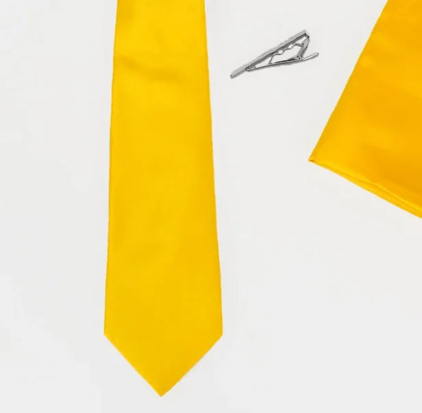 Cavani Krawatte gelb Einstecktuch Krawatte & Clip - stropdas