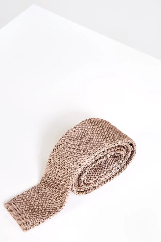 krawatte-marc-darcy-beige-strick - stropdas