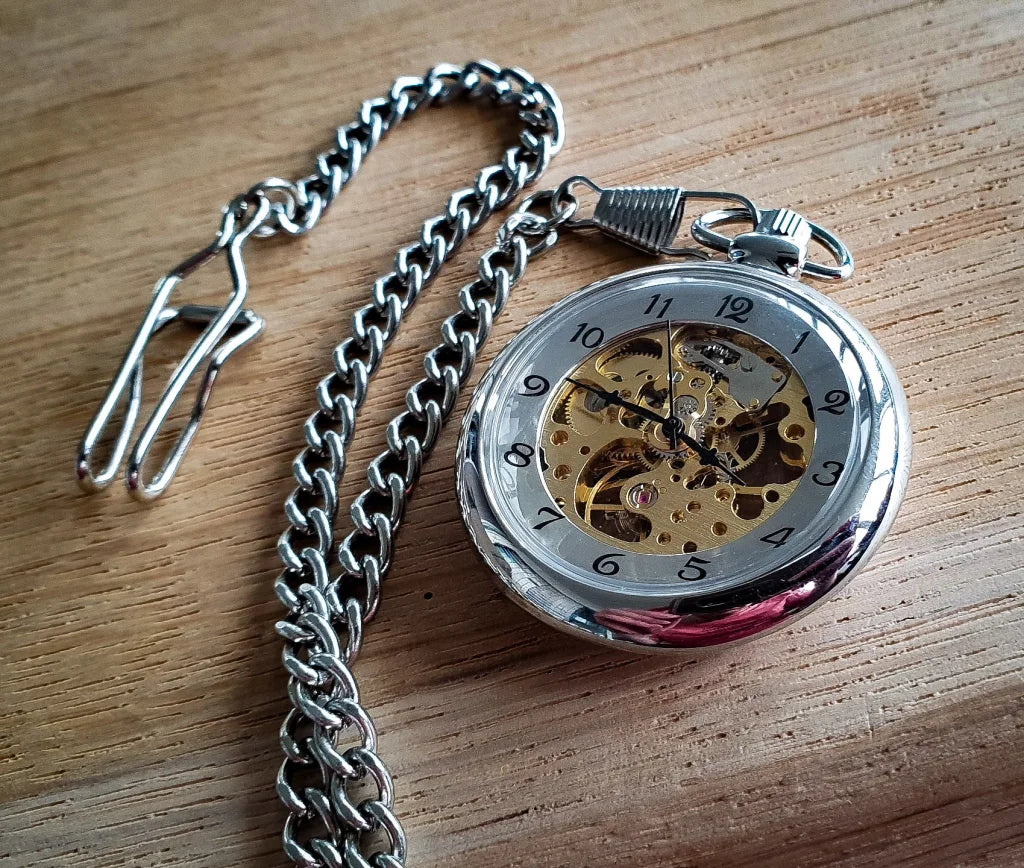 Retro Pocket Watch Skeleton Silber - pocketwatch