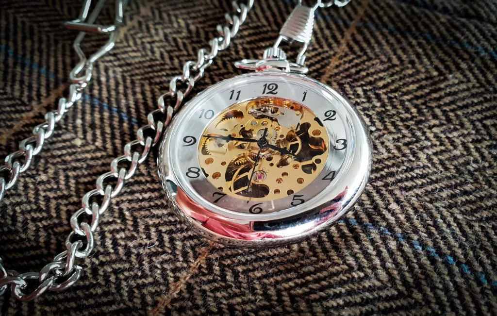 Retro Pocket Watch Skeleton Silber - pocketwatch