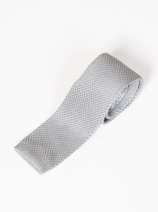 Krawatte Silver Grey gestrickt | Marc Darcy - stropdas
