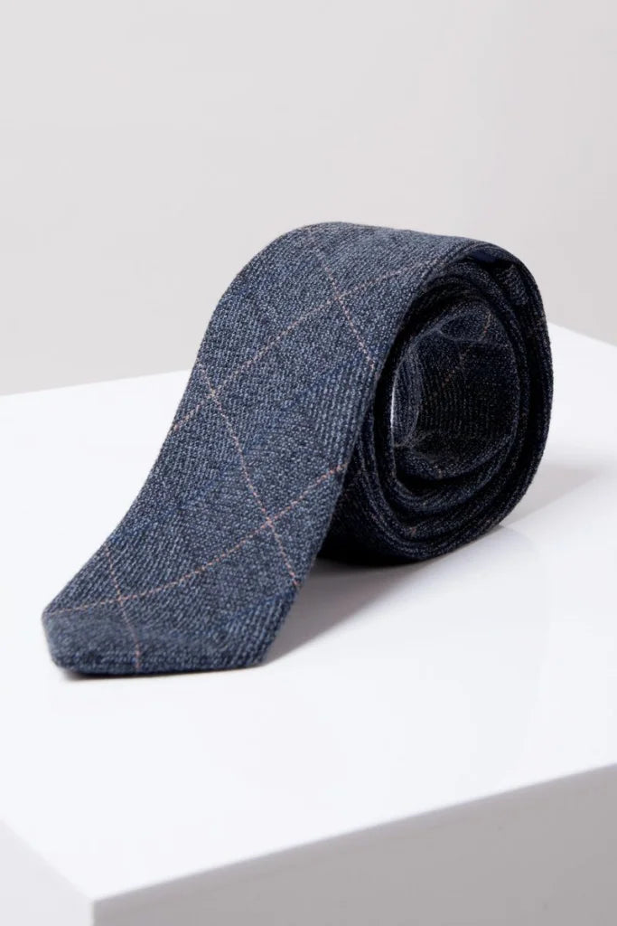 Krawatte Scott Blau Tweed Kariert - stropdas