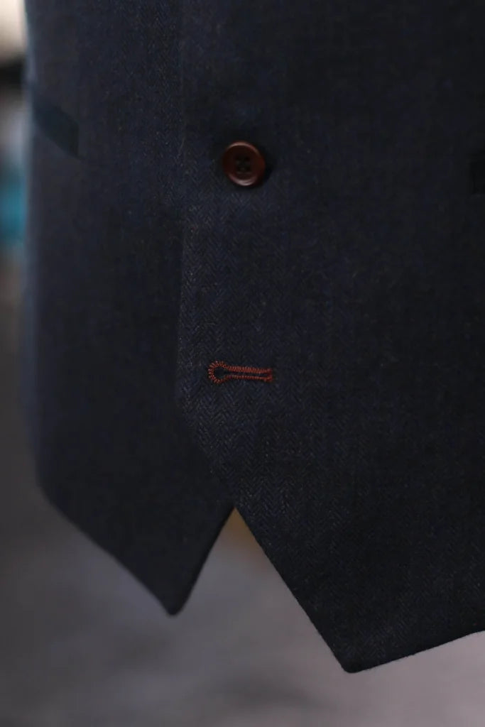 TAVERNY Chief - Herrenanzug marineblauer Tweed - driedelig